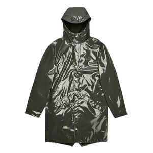 RAINS W3 Waterproof Long Jacket | Swamp *glossy dark green* | Unisex Small | NWT